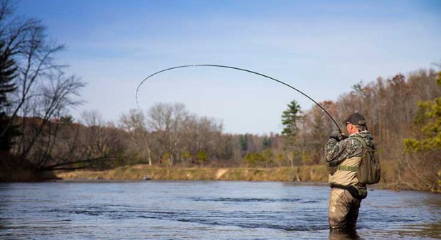 a man fly fishing
