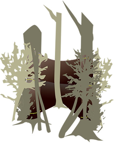 DIY ground blind - trees with cloth and camo